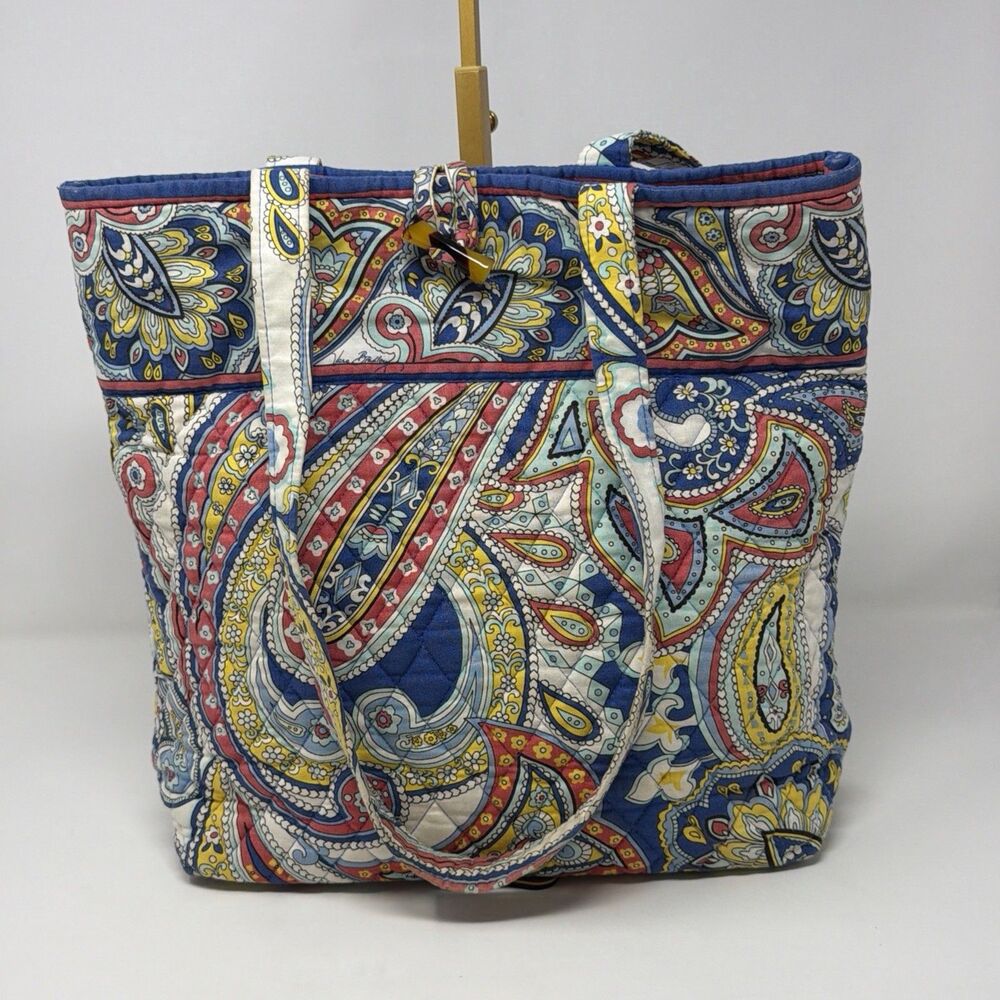 Vera Bradley Marina Paisley Tote Bag Blue Multi USA Retired Quilted